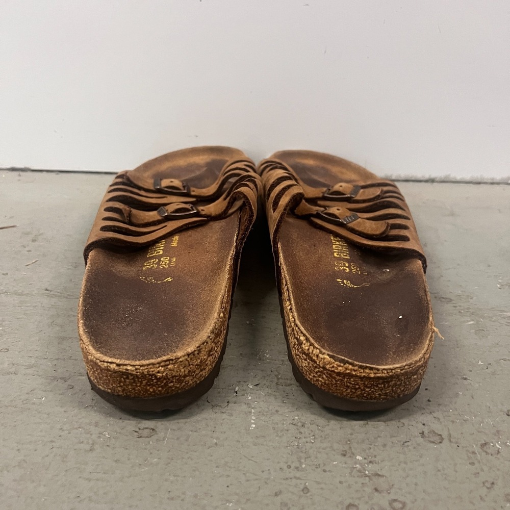 Birkenstock Granada Sandals Unisex M6/W8 Brown Leather Open Toe Slip On Slide - Picture 6 of 8